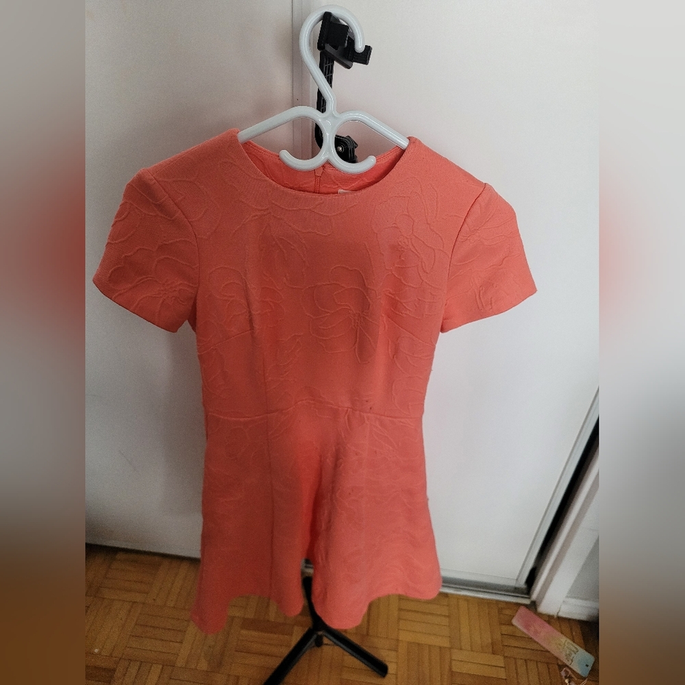 Elegant Coral Floral Dress with side pockets Size Zero - Picture 8 of 8
